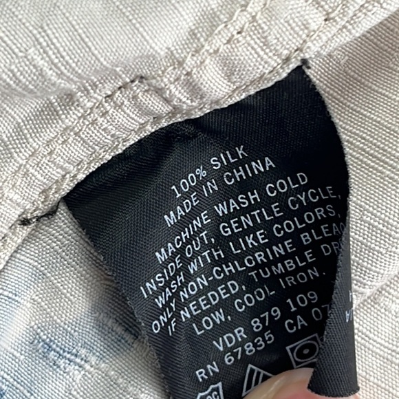 100% Silk (Washable) Men's XL Nautica Tropical‎ Print Beige Button Down Shirt - Picture 6 of 10